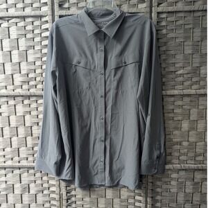 Under Armour Button Down Up Gray HeatGear XL Gorpcore Performance Hiking